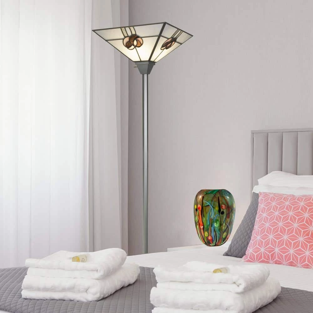 Mack Rose 72 in. Silver Resin Floor/Torchiere Lamp by Dale Tiffany 6 Mack Rose 72 in. Silver Resin Floor/Torchiere Lamp by Dale Tiffany - Image 4