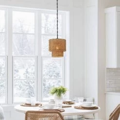 Brady 12 in. 1-Light Traditional Pendant with Natural Rattan Wicker Shade and Black Hardware by TRUE FINE -Dale Tiffany Store tan true fine chandeliers td60004c 40 1000