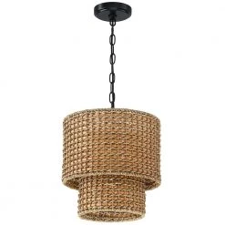 Brady 12 in. 1-Light Traditional Pendant with Natural Rattan Wicker Shade and Black Hardware by TRUE FINE -Dale Tiffany Store tan true fine chandeliers td60004c c3 1000