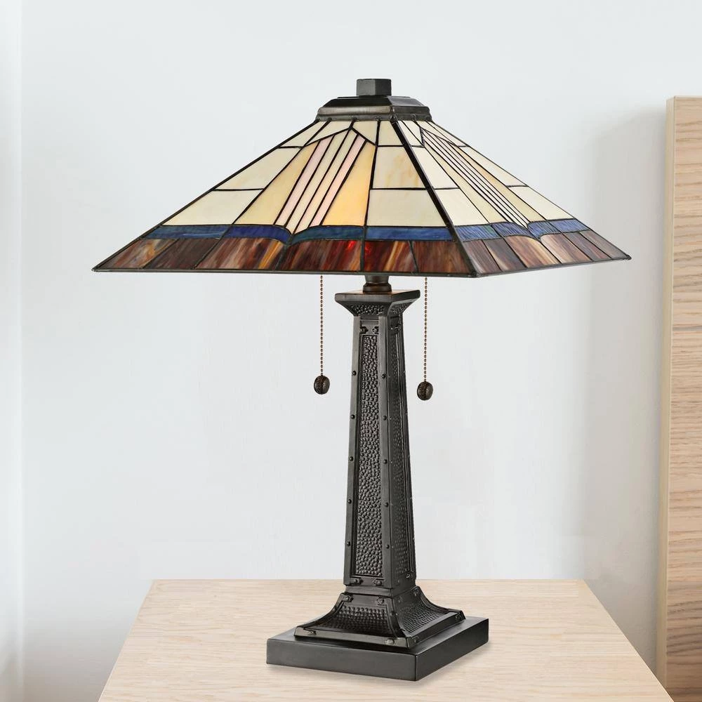 Novella 25 in. Bronze Table Lamp with Hand Rolled Art Glass Shade by Dale Tiffany 8 Novella 25 in. Bronze Table Lamp with Hand Rolled Art Glass Shade by Dale Tiffany - Image 6