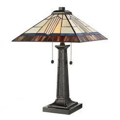 Novella 25 in. Bronze Table Lamp with Hand Rolled Art Glass Shade by Dale Tiffany