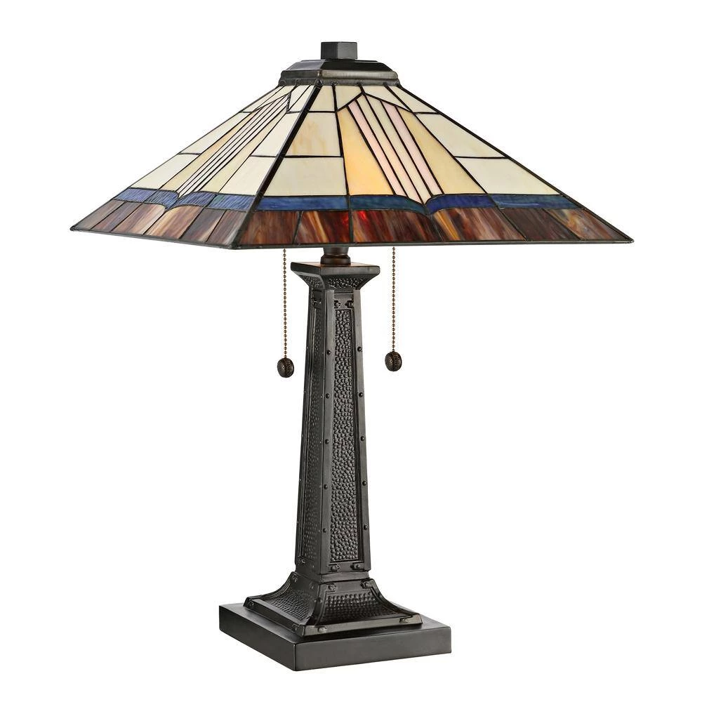 Novella 25 in. Bronze Table Lamp with Hand Rolled Art Glass Shade by Dale Tiffany 4 Novella 25 in. Bronze Table Lamp with Hand Rolled Art Glass Shade by Dale Tiffany - Image 2
