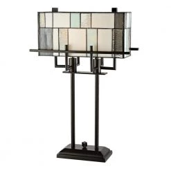 Stonegate 24 in. Bronze Table Lamp with Hand Rolled Art Glass Shade by Dale Tiffany