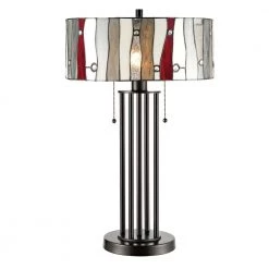 Aston 27 in. Bronze Table Lamp with Hand Rolled Art Glass Shade by Dale Tiffany