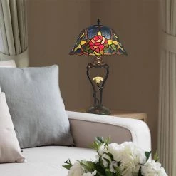 Blue 26 in. Tiffany Bronze Table Lamp by Dale Tiffany -Dale Tiffany Store tiffany bronze dale tiffany table lamps tt21215 31 1000