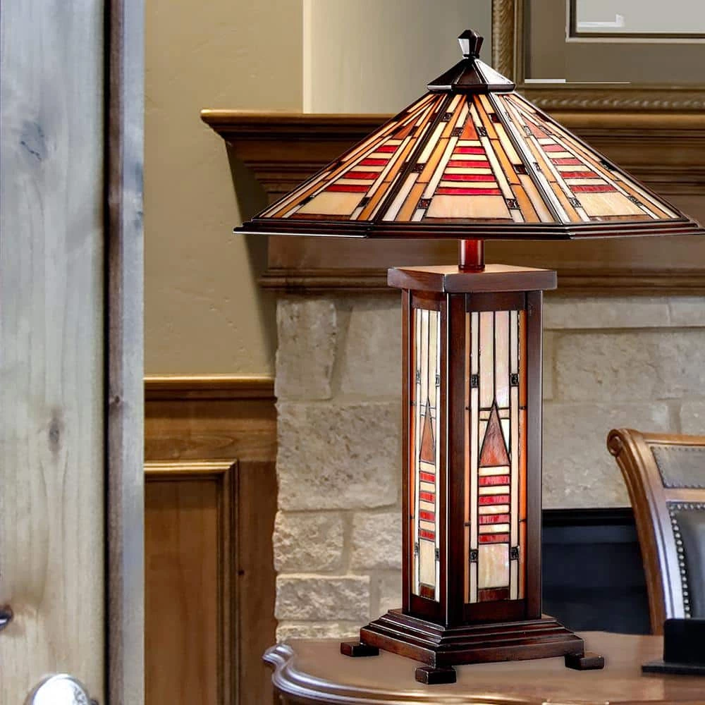 Woodruff 24 .5 in. Walnut Table Lamp by Dale Tiffany 6 Woodruff 24 .5 in. Walnut Table Lamp by Dale Tiffany - Image 4