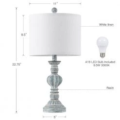 22 .75 in. Washed Aqua/Blue Table Lamp with White Linen Shade, 9.5-Watt LED Bulbs Included (Set of 2) by TRUE FINE -Dale Tiffany Store washed aqua blue true fine table lamps 21512t 2pk 66 1000