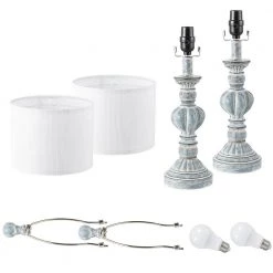 22 .75 in. Washed Aqua/Blue Table Lamp with White Linen Shade, 9.5-Watt LED Bulbs Included (Set of 2) by TRUE FINE -Dale Tiffany Store washed aqua blue true fine table lamps 21512t 2pk fa 1000