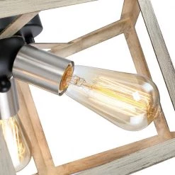 15 in. 3-Light Wood Tone Modern Farmhouse Semi-Flush Mount Ceiling Light by TRUE FINE -Dale Tiffany Store wood tone true fine flush mount lights td41006fl 44 1000