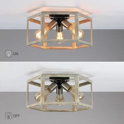 15 in. 3-Light Wood Tone Modern Farmhouse Semi-Flush Mount Ceiling Light by TRUE FINE -Dale Tiffany Store wood tone true fine flush mount lights td41006fl c3 1000