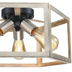 15 in. 3-Light Wood Tone Modern Farmhouse Semi-Flush Mount Ceiling Light by TRUE FINE -Dale Tiffany Store wood tone true fine flush mount lights td41006fl fa 1000