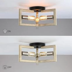 11.5 in. 3-Light Wood Tone Modern Farmhouse Semi-Flush Mount Ceiling Light by TRUE FINE -Dale Tiffany Store wood tone true fine flush mount lights td41016fl c3 1000