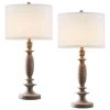 29 in. Wood Farmhouse Table Lamp with White Linen Shade, 9.5-Watt LED Bulbs Included (Set of 2) by TRUE FINE -Dale Tiffany Store wood true fine table lamps 20070 2pk 64 1000