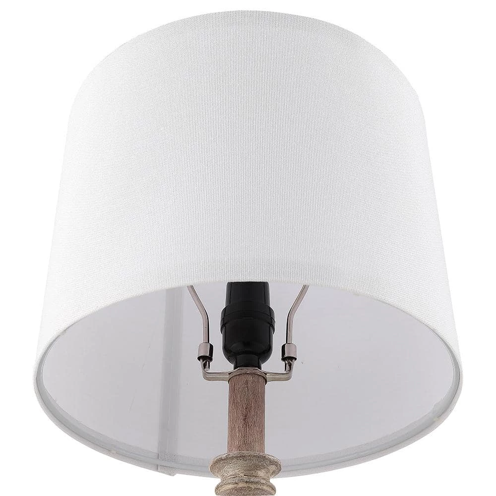 23 in. Wood Farmhouse Table Lamp with USB Port and White Linen Shade, 9.5-Watt LED Bulbs Included (Set of 2) by TRUE FINE 9 23 in. Wood Farmhouse Table Lamp with USB Port and White Linen Shade, 9.5-Watt LED Bulbs Included (Set of 2) by TRUE FINE - Image 7