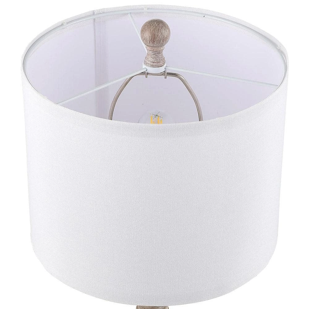 23 in. Wood Farmhouse Table Lamp with USB Port and White Linen Shade, 9.5-Watt LED Bulbs Included (Set of 2) by TRUE FINE 10 23 in. Wood Farmhouse Table Lamp with USB Port and White Linen Shade, 9.5-Watt LED Bulbs Included (Set of 2) by TRUE FINE - Image 8