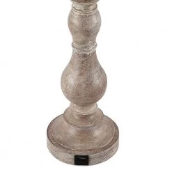 23 in. Wood Farmhouse Table Lamp with USB Port and White Linen Shade, 9.5-Watt LED Bulbs Included (Set of 2) by TRUE FINE 17 23 in. Wood Farmhouse Table Lamp with USB Port and White Linen Shade, 9.5-Watt LED Bulbs Included (Set of 2) by TRUE FINE -Dale Tiffany Store wood true fine table lamps 21511t 2pk 4f 1000