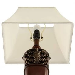 30 in. Wood Indoor Table Lamp with Off-White Shade, 9.5-Watt LED Bulbs Included (Set of 2) by TRUE FINE -Dale Tiffany Store wood true fine table lamps ad8002t 2pk 1f 1000